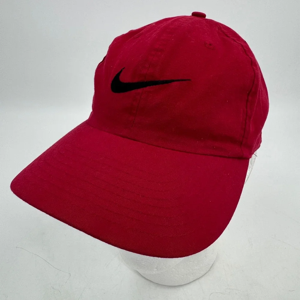 Vintage Nike Tiger Woods Y2K Hat Red Baseball‎ Cap Center Swoosh Logo Unisex